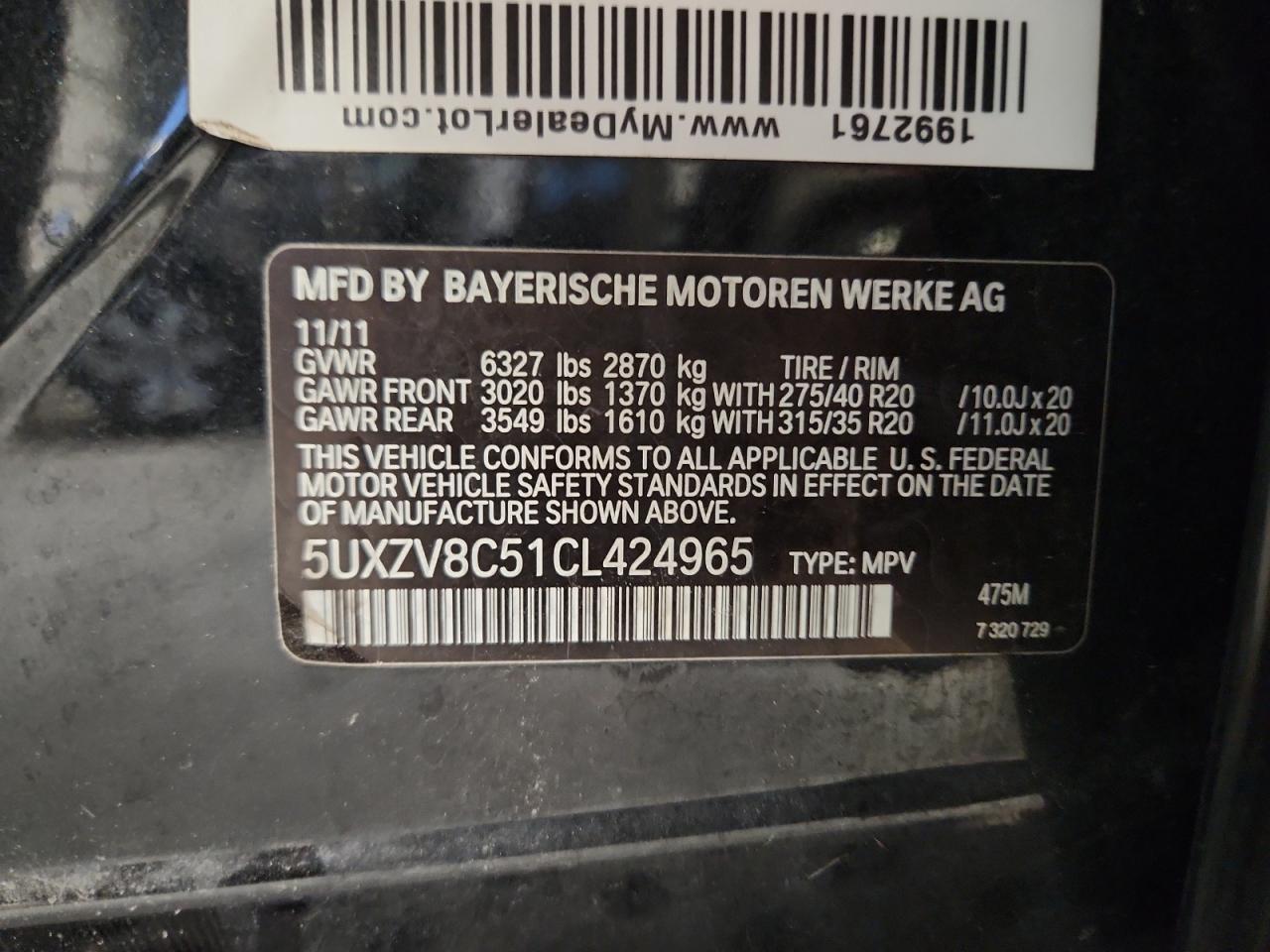 Фото: 5UXZV8C51CL424965