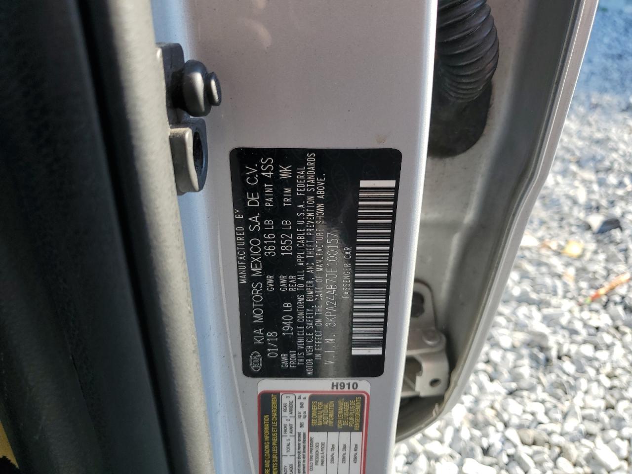 2018 Kia Rio Lx VIN: 3KPA24AB7JE100157 Lot: 93726885