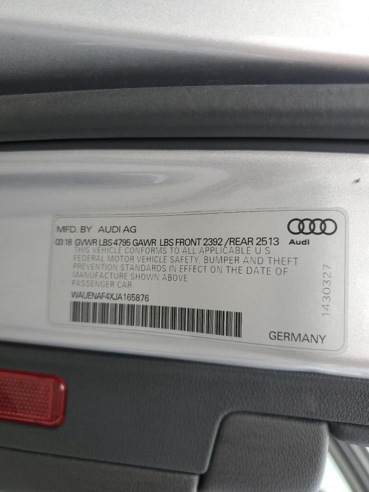 2018 Audi A4 Premium Plus VIN: WAUENAF4XJA165876 Lot: 92682315