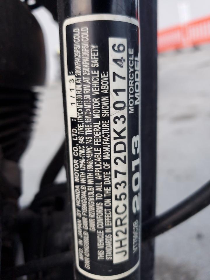 2013 Honda Vt750 C2B VIN: JH2RC5372DK301746 Lot: 92267435
