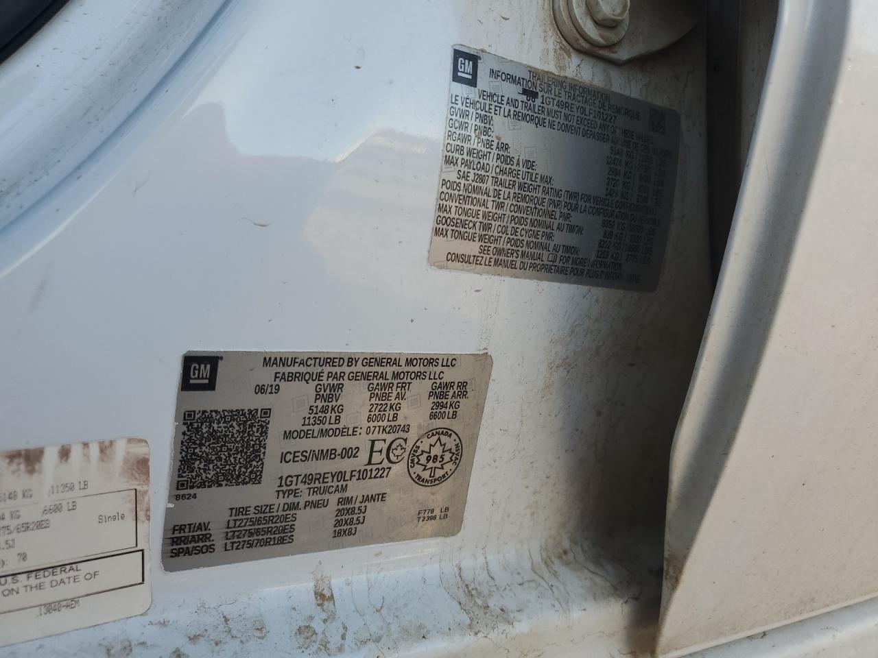 2020 GMC Sierra K2500 Denali VIN: 1GT49REY0LF101227 Lot: 92623705