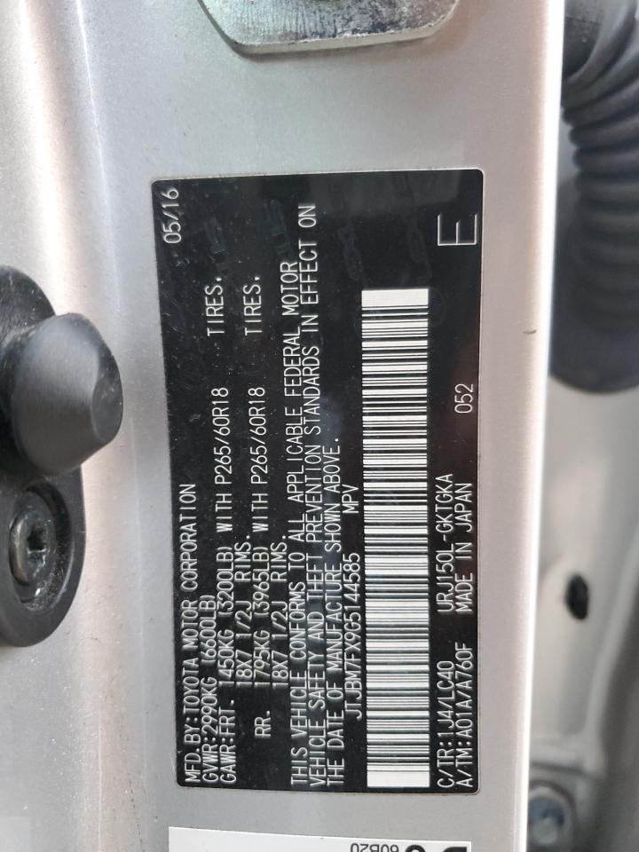 2016 Lexus Gx 460 VIN: JTJBM7FX9G5144585 Lot: 92007515