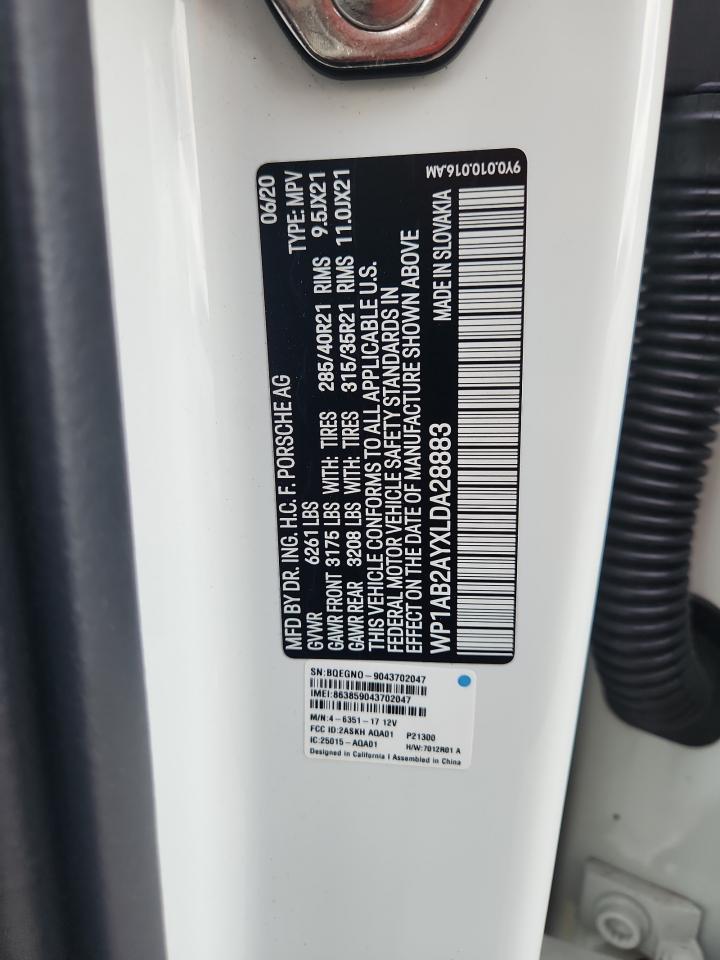 2020 Porsche Cayenne S VIN: WP1AB2AYXLDA28883 Lot: 92667975