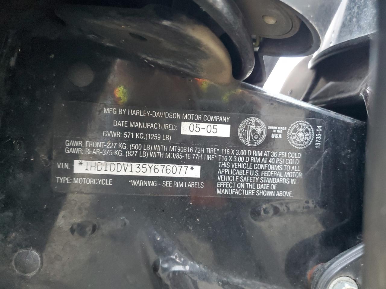 2005 Harley-Davidson Flht VIN: 1HD1DDV135Y676077 Lot: 93277445