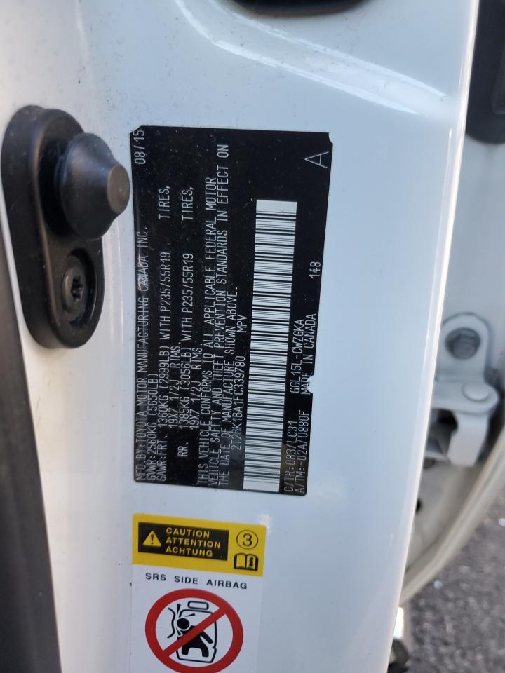 2015 Lexus Rx 350 Base VIN: 2T2BK1BA1FC339780 Lot: 91582065