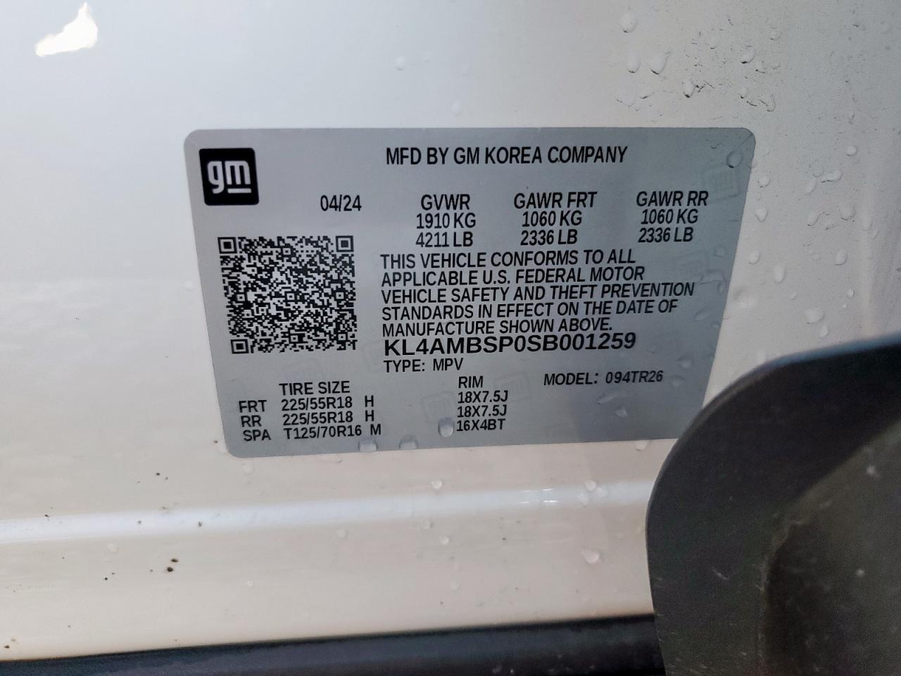 2025 Buick Encore Gx Preferred VIN: KL4AMBSP0SB001259 Lot: 91369055