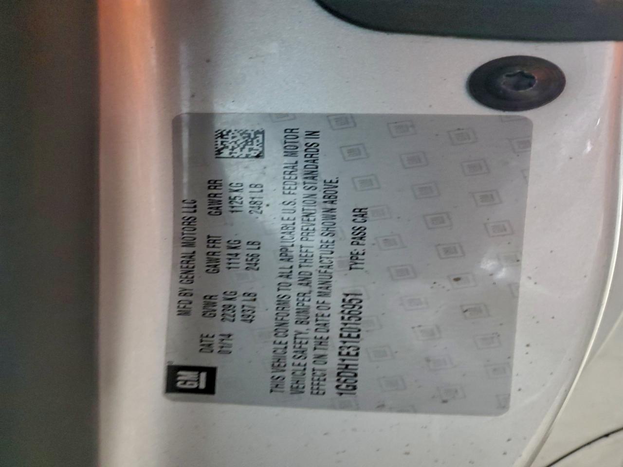 2014 Cadillac Cts Premium Collection VIN: 1G6DH1E31E0156951 Lot: 94287845