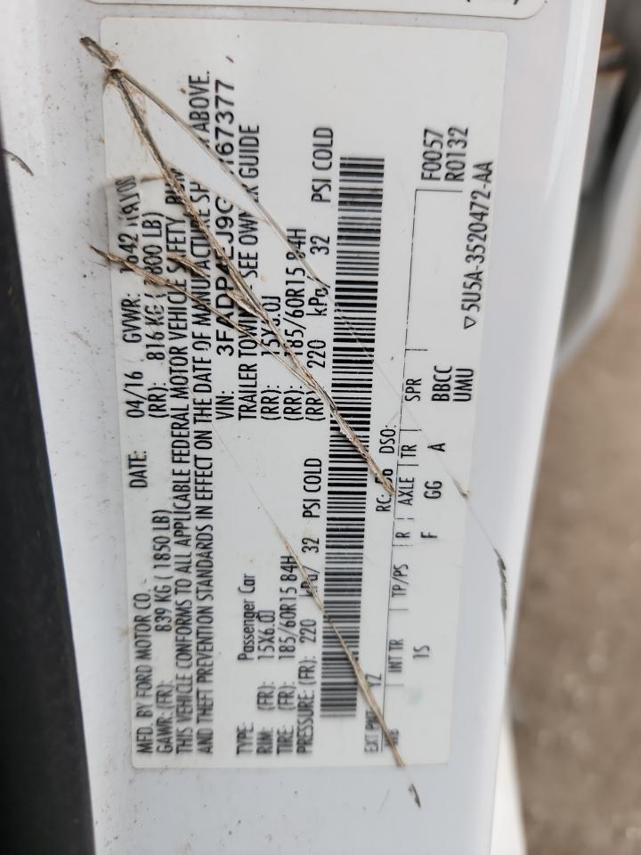 2016 Ford Fiesta Se VIN: 3FADP4EJ9GM167377 Lot: 92134345