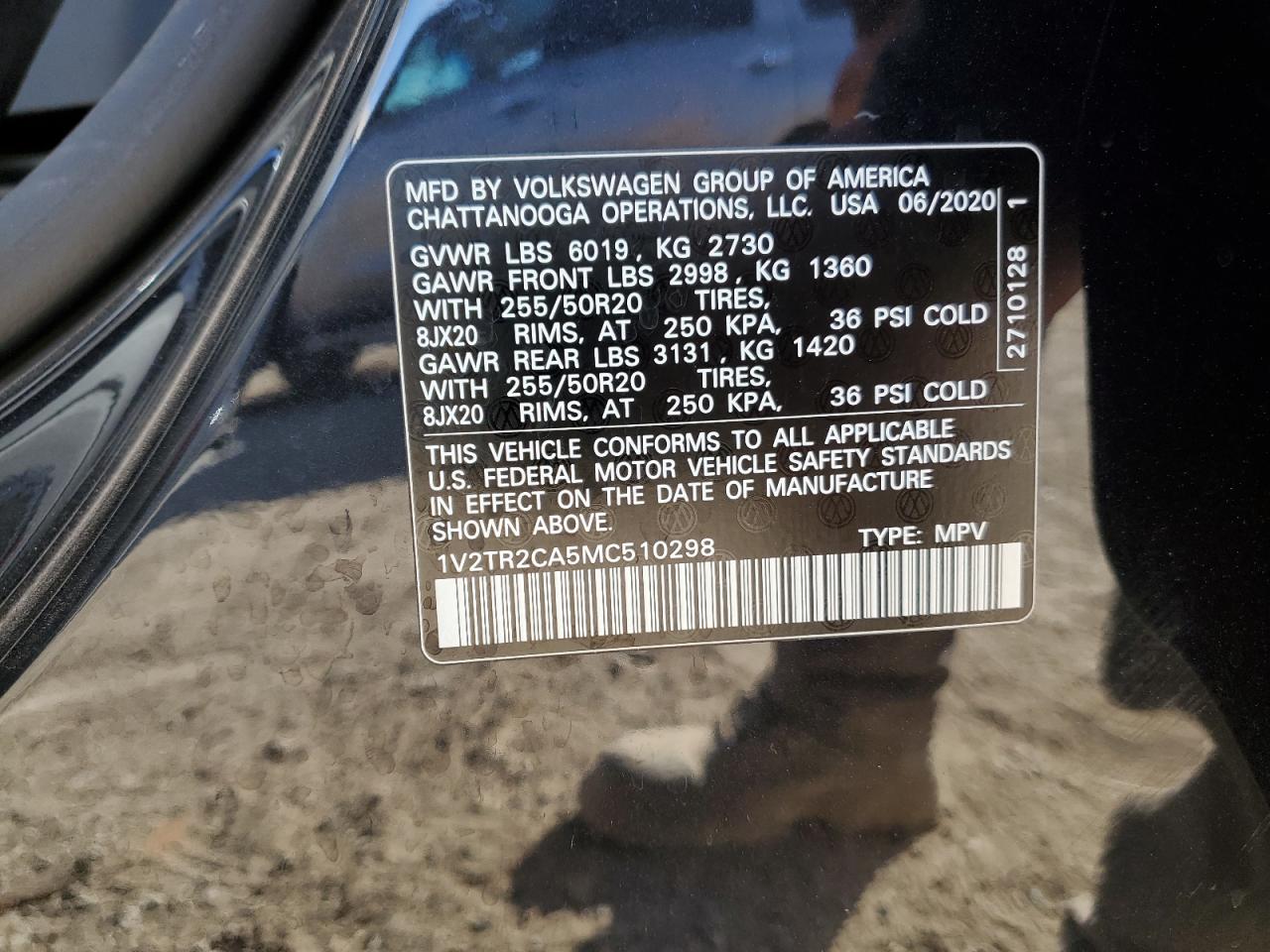 2021 Volkswagen Atlas Sel Premium VIN: 1V2TR2CA5MC510298 Lot: 91460765