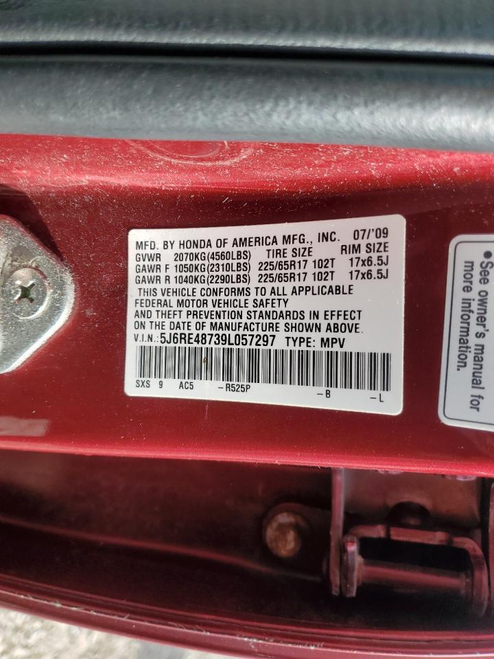 2009 Honda Cr-V Exl VIN: 5J6RE48739L057297 Lot: 91298225