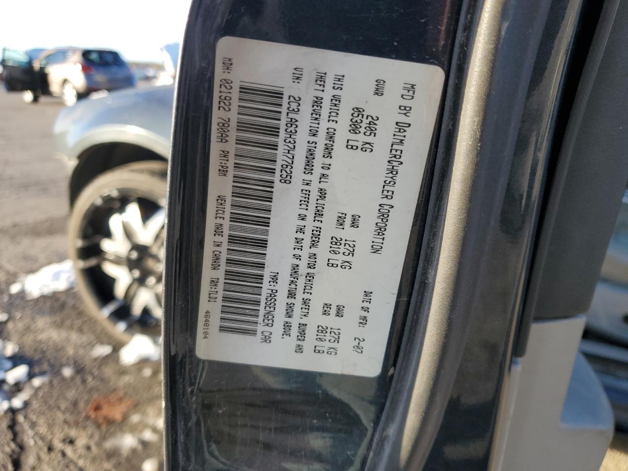 2007 Chrysler 300C VIN: 2C3LA63H37H776258 Lot: 92144785