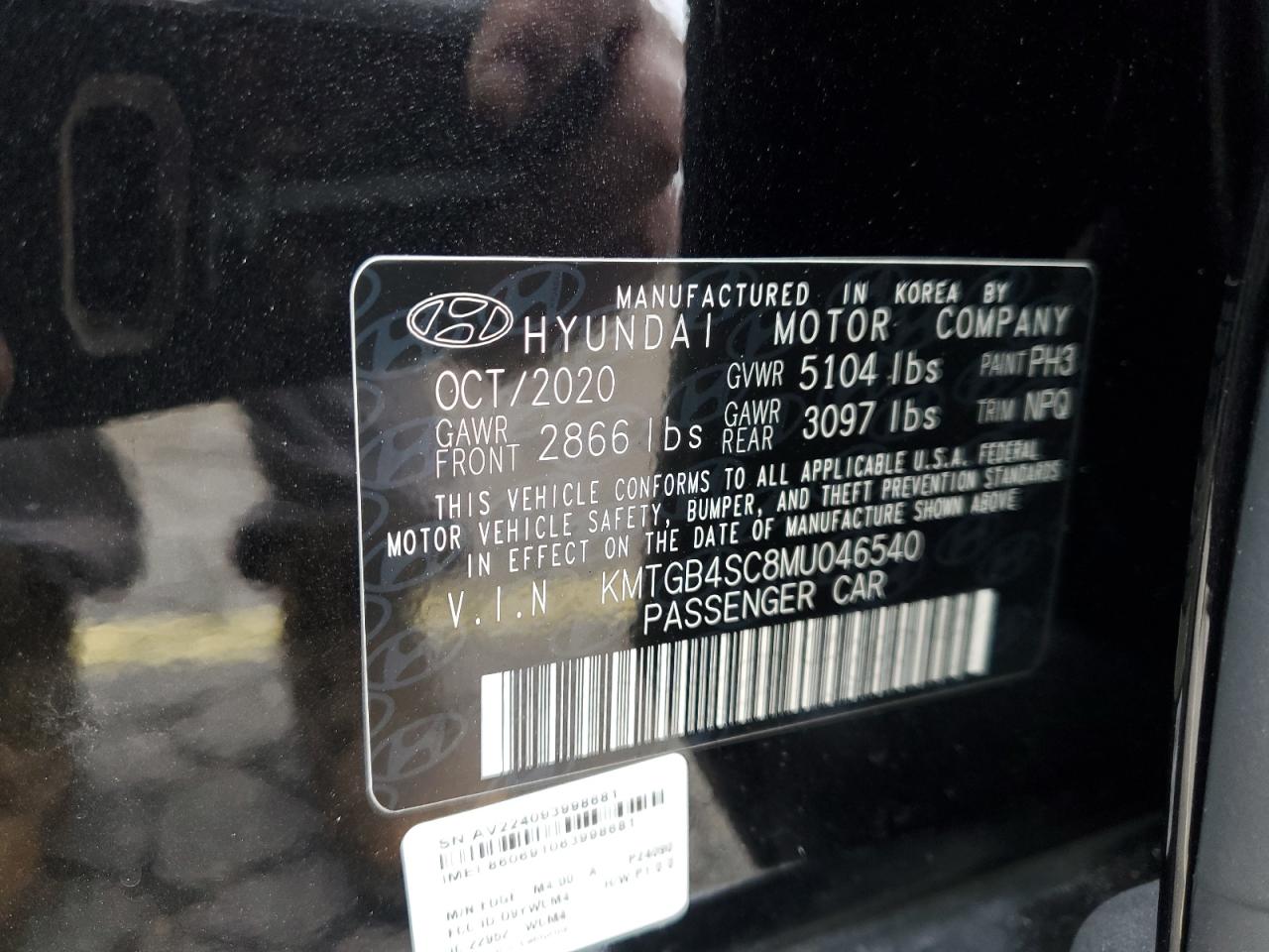 2021 Genesis G80 Base VIN: KMTGB4SC8MU046540 Lot: 93651405