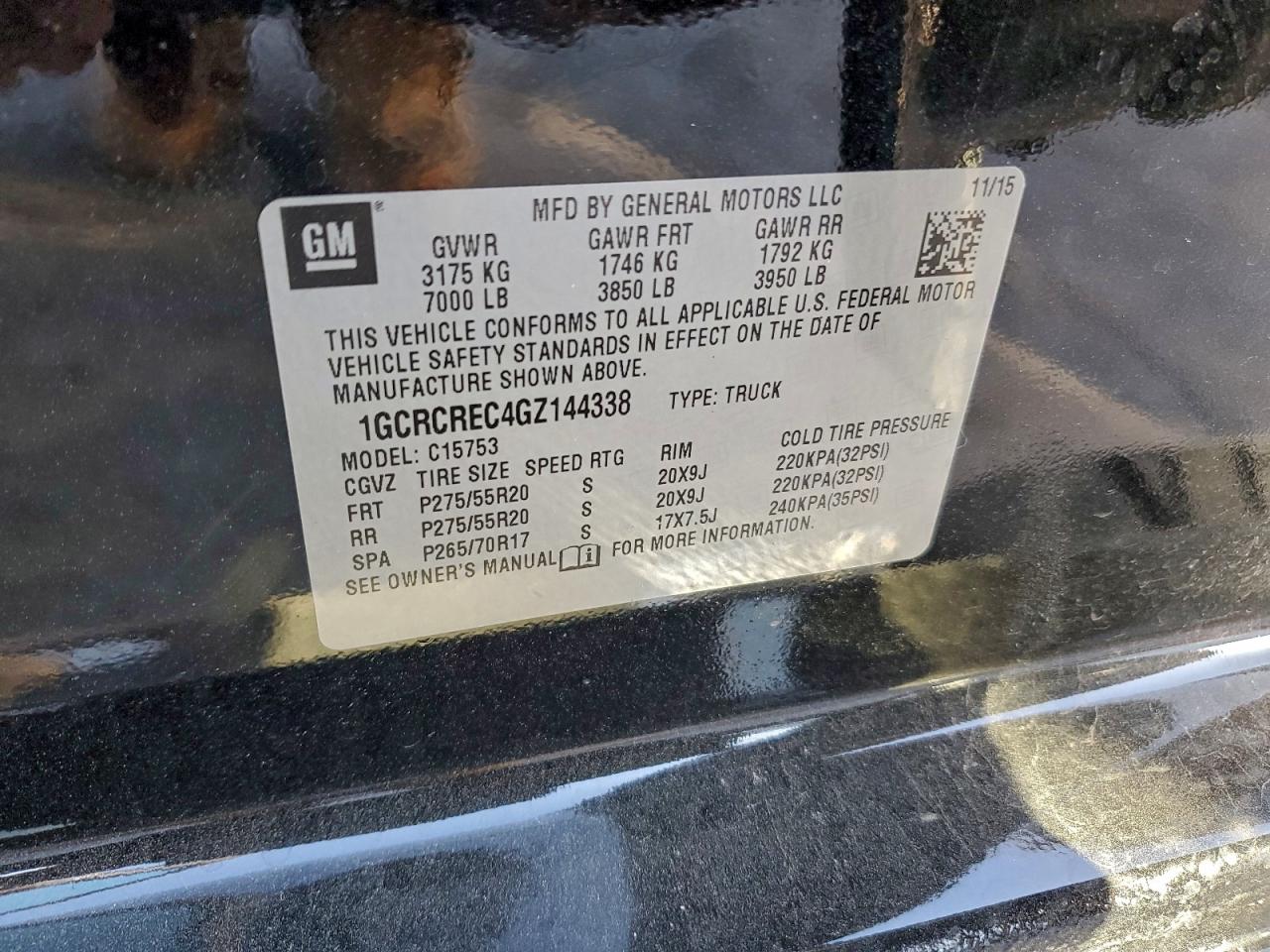 2016 Chevrolet Silverado C1500 Lt VIN: 1GCRCREC4GZ144338 Lot: 94303985