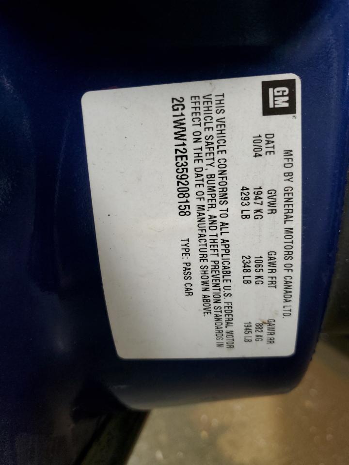 2005 Chevrolet Monte Carlo Ls VIN: 2G1WW12E359208158 Lot: 92308145