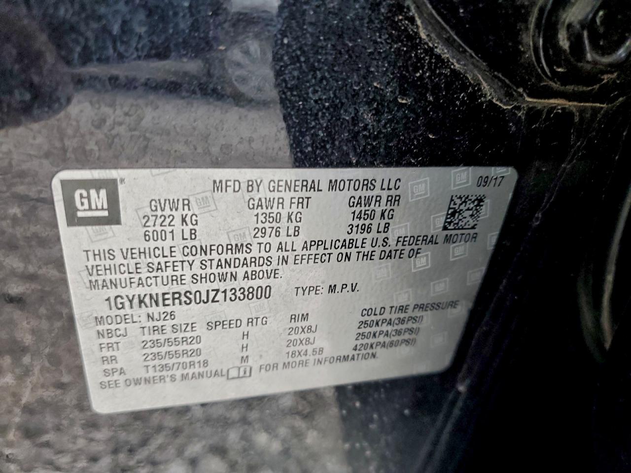 2018 Cadillac Xt5 Premium Luxury VIN: 1GYKNERS0JZ133800 Lot: 92710925