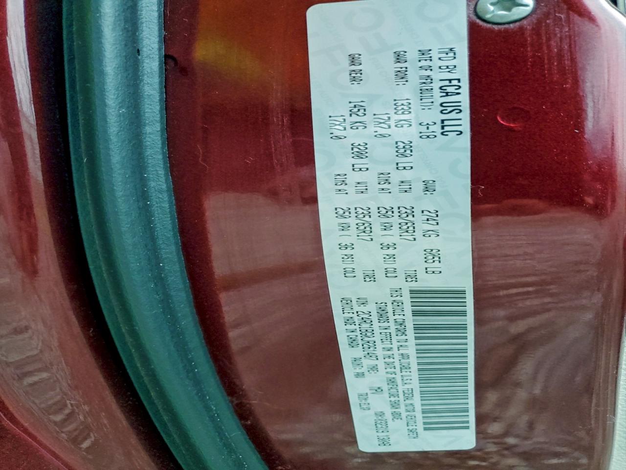 2018 Chrysler Pacifica Touring L VIN: 2C4RC1BG0JR261487 Lot: 93425645