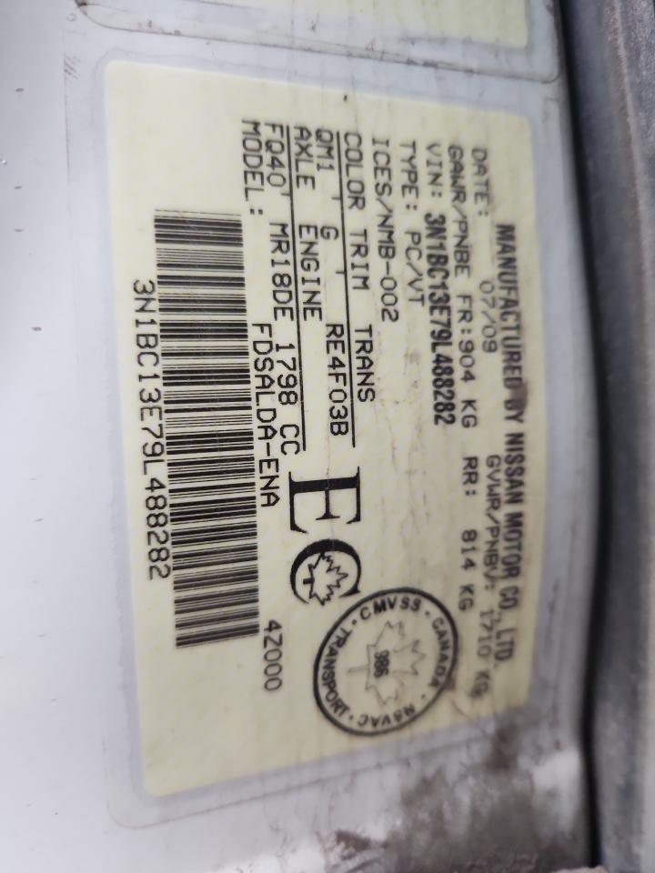 2009 Nissan Versa S VIN: 3N1BC13E79L488282 Lot: 91325065