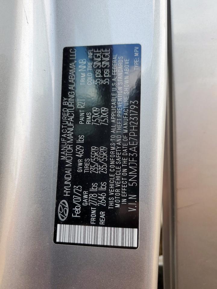 2023 Hyundai Tucson Sel VIN: 5NMJF3AE7PH231793 Lot: 92714835