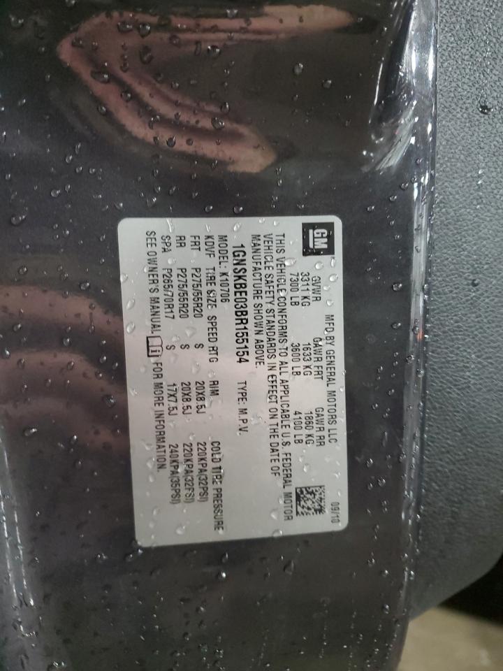 2011 Chevrolet Tahoe K1500 Lt VIN: 1GNSKBE03BR155154 Lot: 91881945