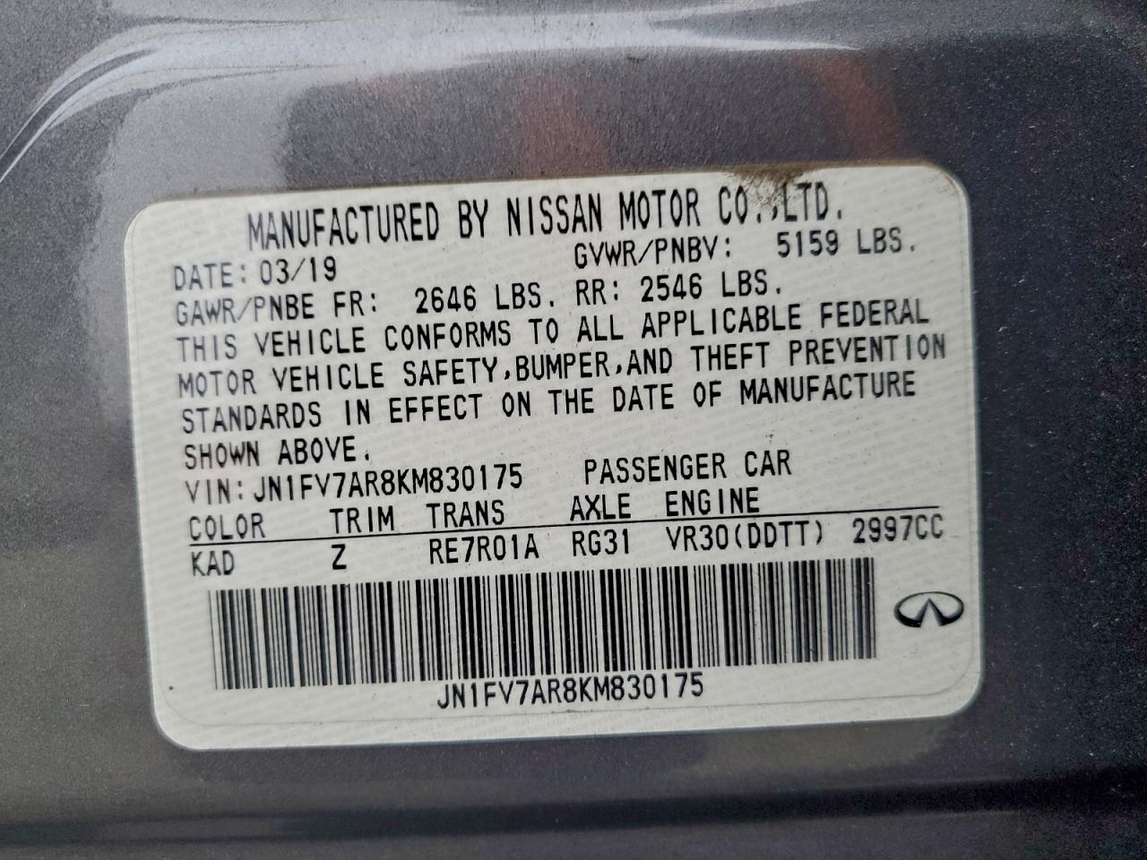 2019 Infiniti Q50 Red Sport 400 VIN: JN1FV7AR8KM830175 Lot: 93900635