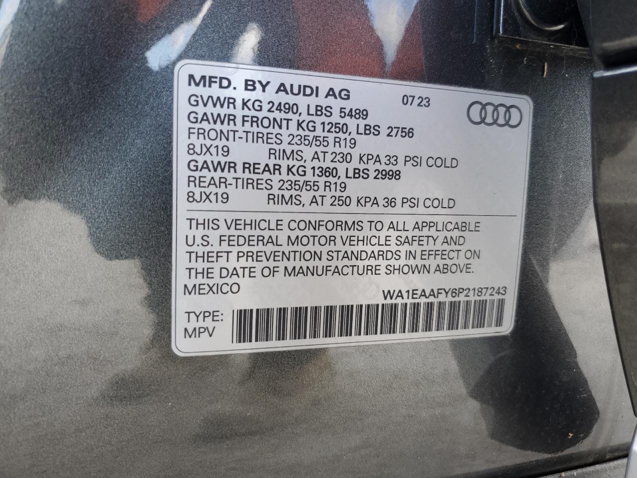 2023 Audi Q5 Premium Plus 45 VIN: WA1EAAFY6P2187243 Lot: 92170005