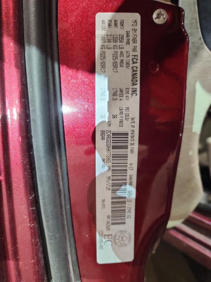 2017 Dodge Grand Caravan Crew VIN: 2C4RDGDGXHR772065 Lot: 91404665