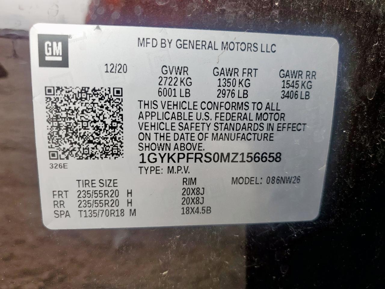 2021 Cadillac Xt6 Platinum Premium Luxury VIN: 1GYKPFRS0MZ156658 Lot: 93611925