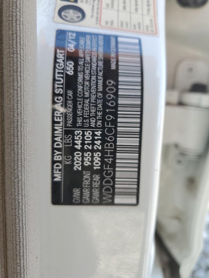 2012 Mercedes-Benz C 250 VIN: WDDGF4HB6CF916909 Lot: 93351465