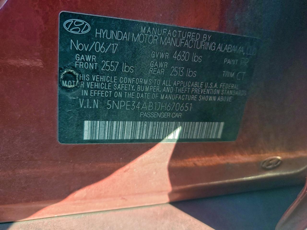 2018 Hyundai Sonata Sport VIN: 5NPE34AB1JH670651 Lot: 94286905