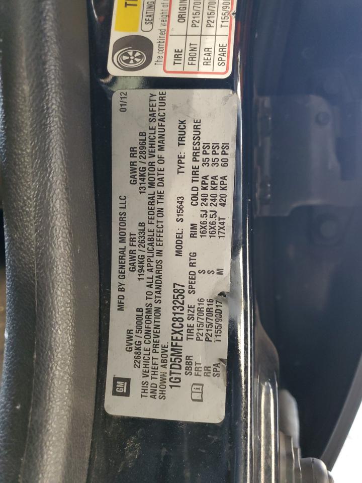 2012 GMC Canyon Sle VIN: 1GTD5MFEXC8132587 Lot: 91626645