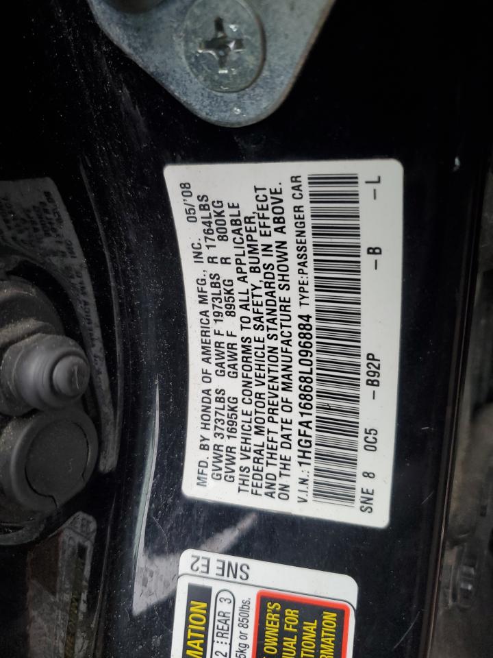 2008 Honda Civic Ex VIN: 1HGFA16868L096884 Lot: 93327595