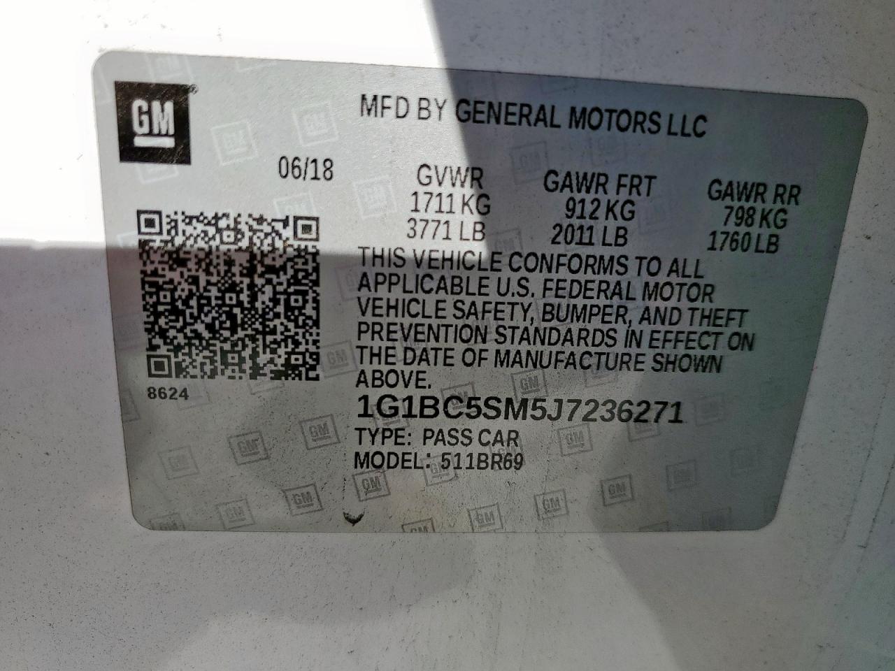 2018 Chevrolet Cruze Ls VIN: 1G1BC5SM5J7236271 Lot: 91200785