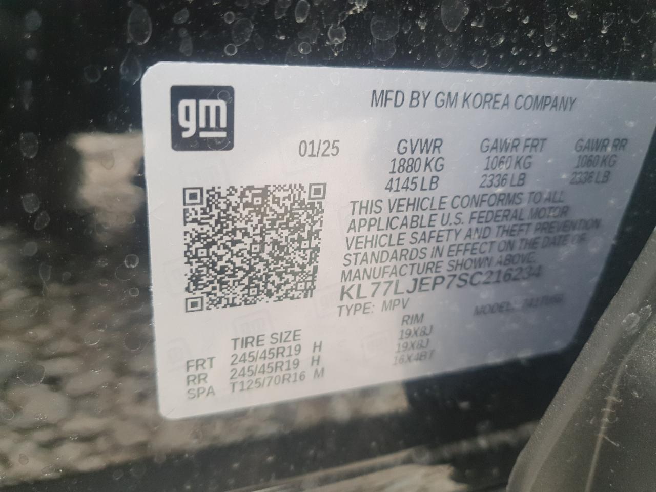 2025 Chevrolet Trax 2Rs VIN: KL77LJEP7SC216234 Lot: 91170545