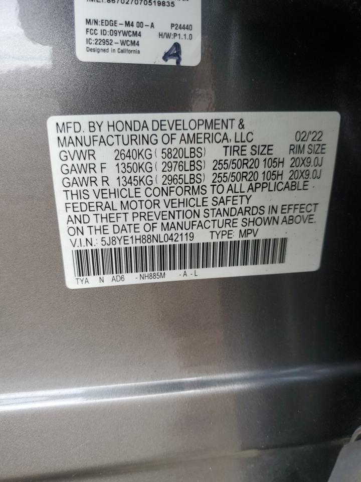2022 Acura Mdx Advance VIN: 5J8YE1H88NL042119 Lot: 93285695