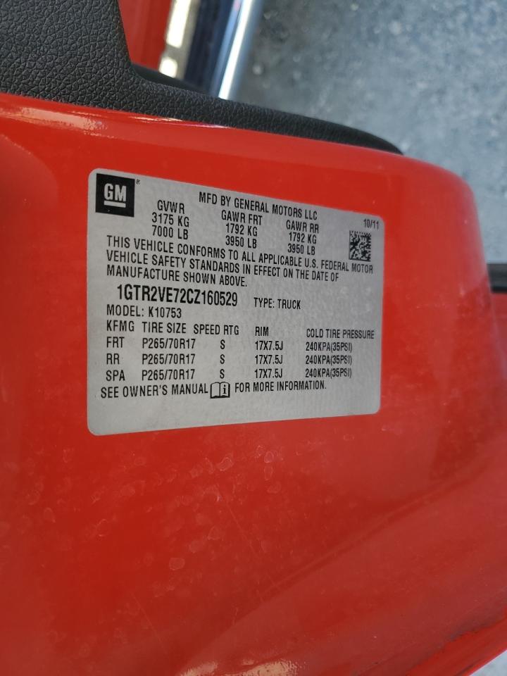 2012 GMC Sierra K1500 Sle VIN: 1GTR2VE72CZ160529 Lot: 92601395