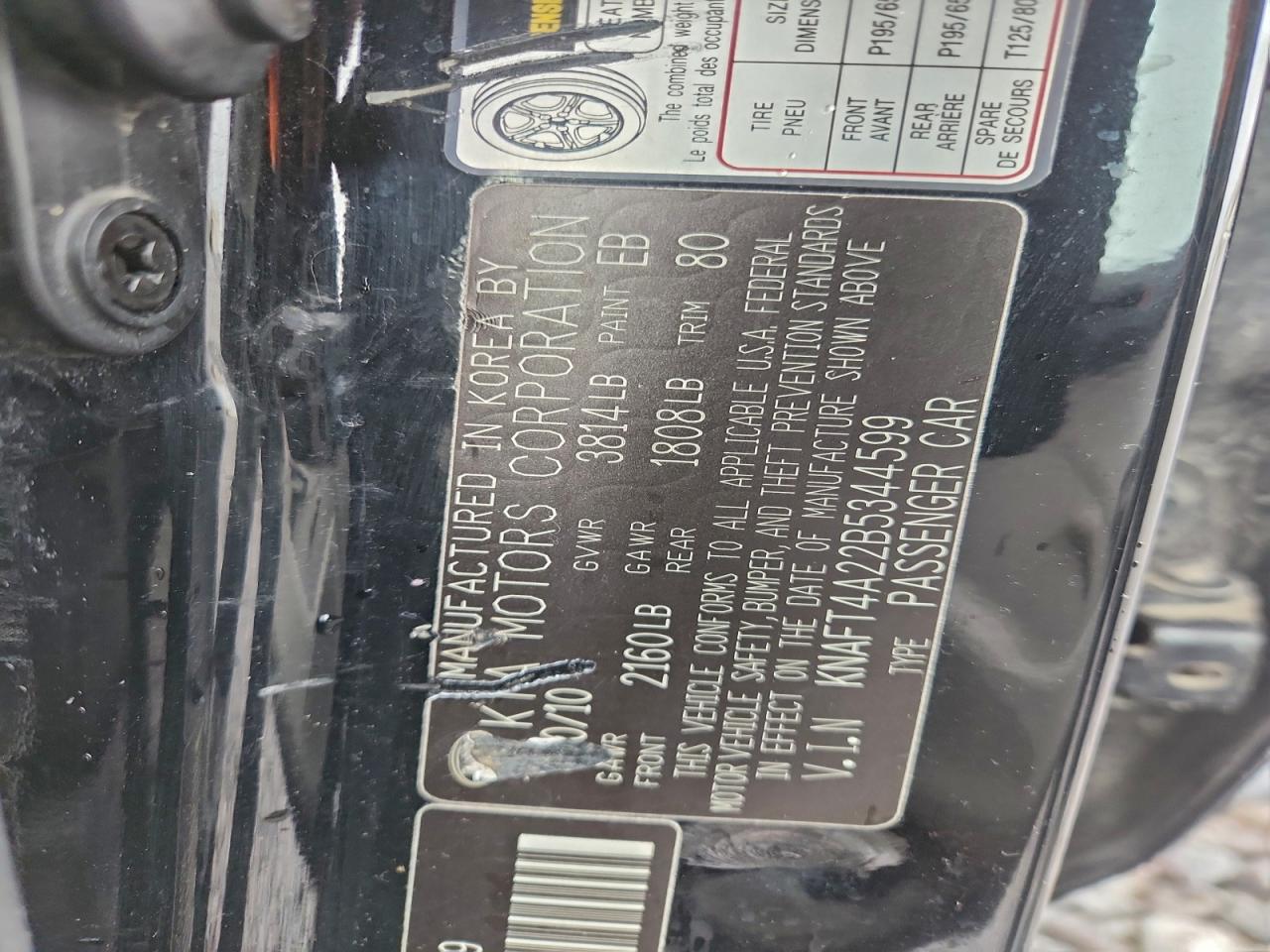 2011 Kia Forte Lx VIN: KNAFT4A22B5344599 Lot: 93939355