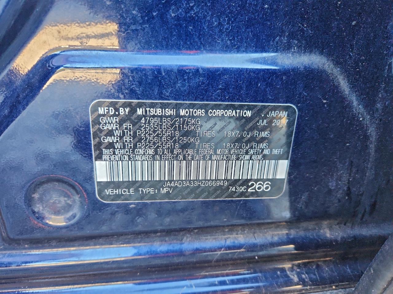 2017 Mitsubishi Outlander Se VIN: JA4AD3A33HZ066949 Lot: 93655515