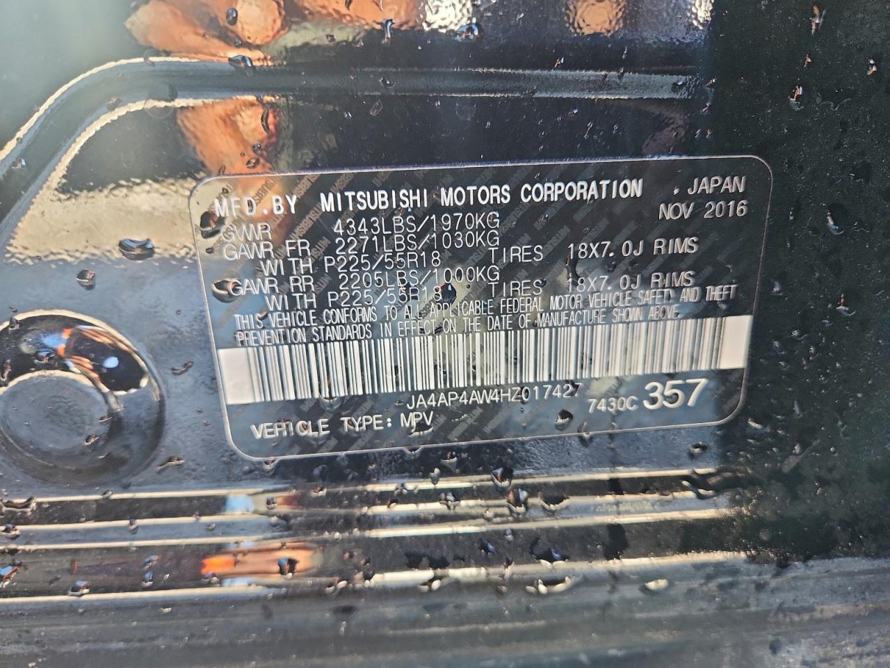 2017 Mitsubishi Outlander Sport Sel VIN: JA4AP4AW4HZ017427 Lot: 94140135