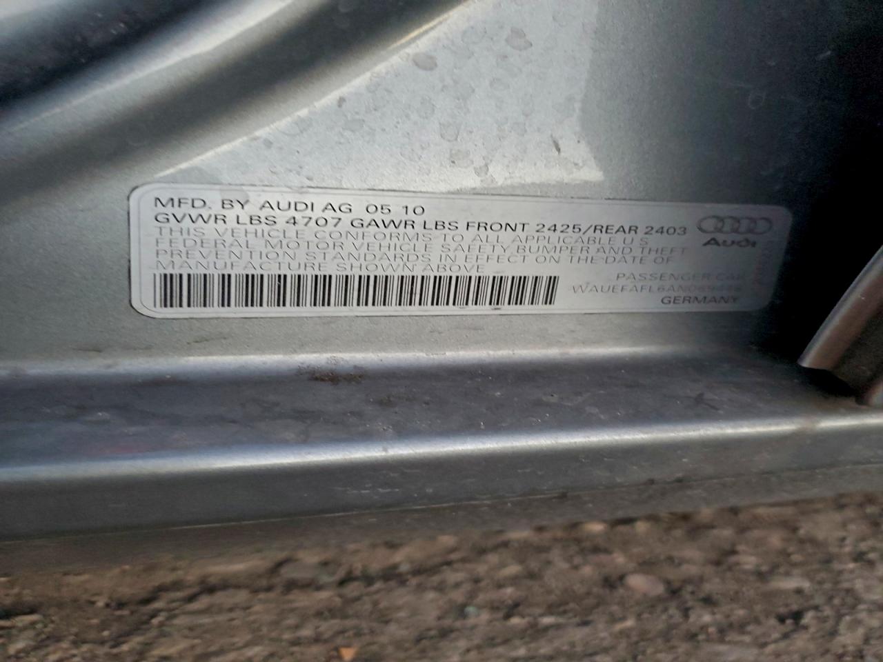 2010 Audi A4 Premium Plus VIN: WAUEFAFL6AN069448 Lot: 93979815