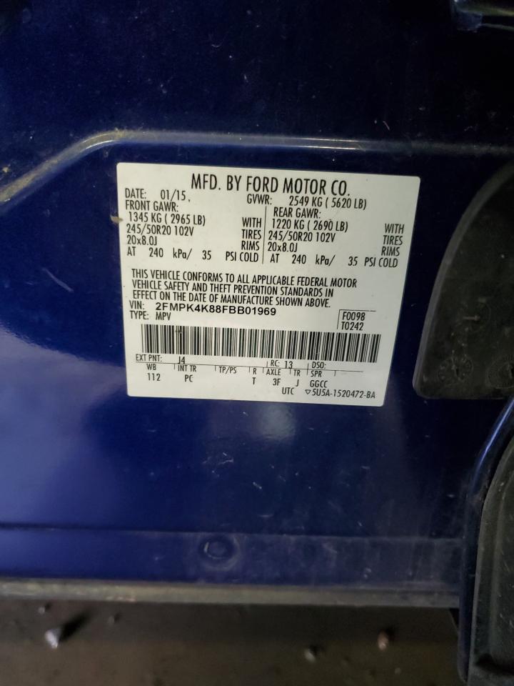 2015 Ford Edge Titanium VIN: 2FMPK4K88FBB01969 Lot: 92465775