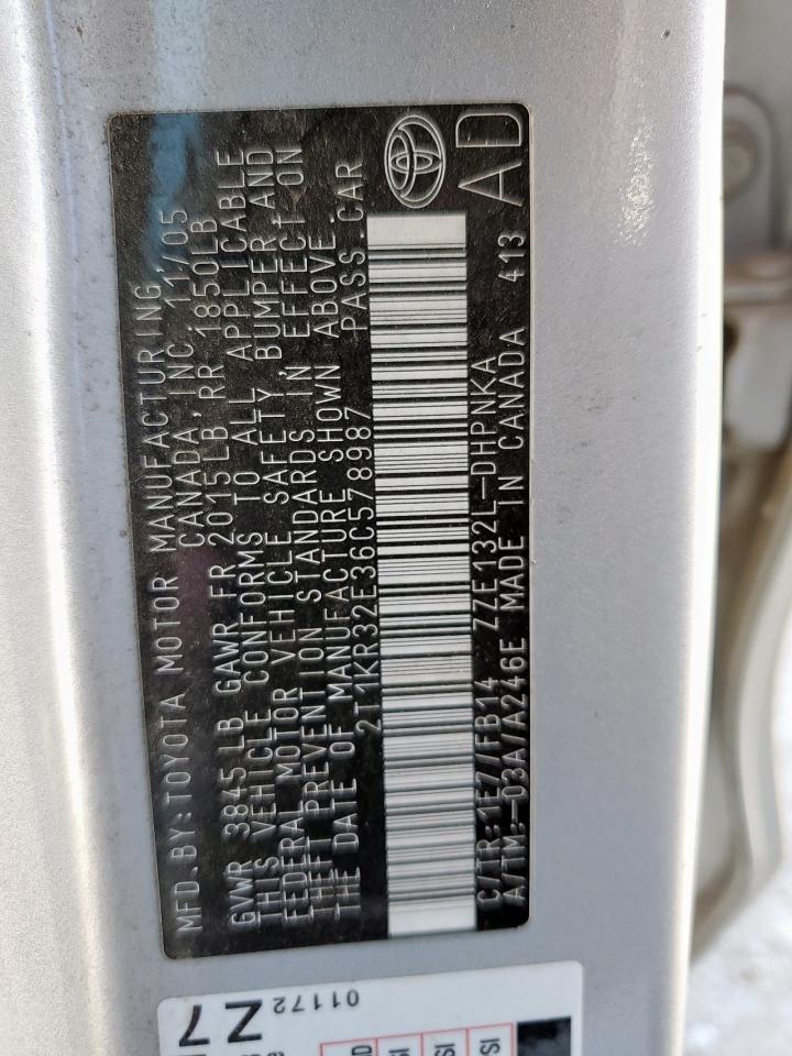 2006 Toyota Corolla Matrix Xr VIN: 2T1KR32E36C578987 Lot: 91687965