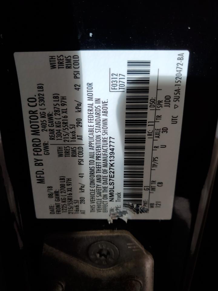 2019 Ford Transit Connect Xl VIN: NM0LS7E27K1394777 Lot: 91238735