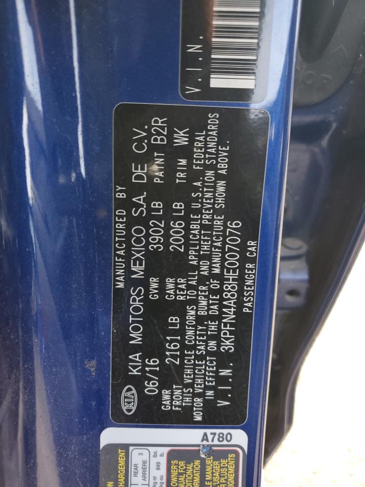 2017 Kia Forte Ex VIN: 3KPFN4A88HE007076 Lot: 91188735