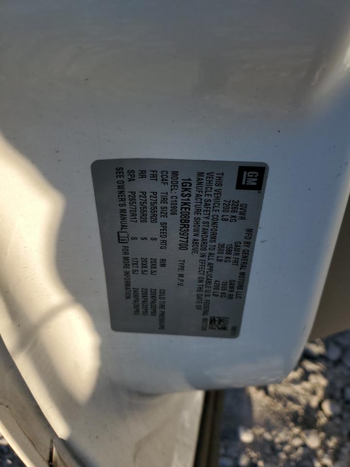 2011 GMC Yukon Xl C1500 Slt VIN: 1GKS1KE08BR397700 Lot: 92076805