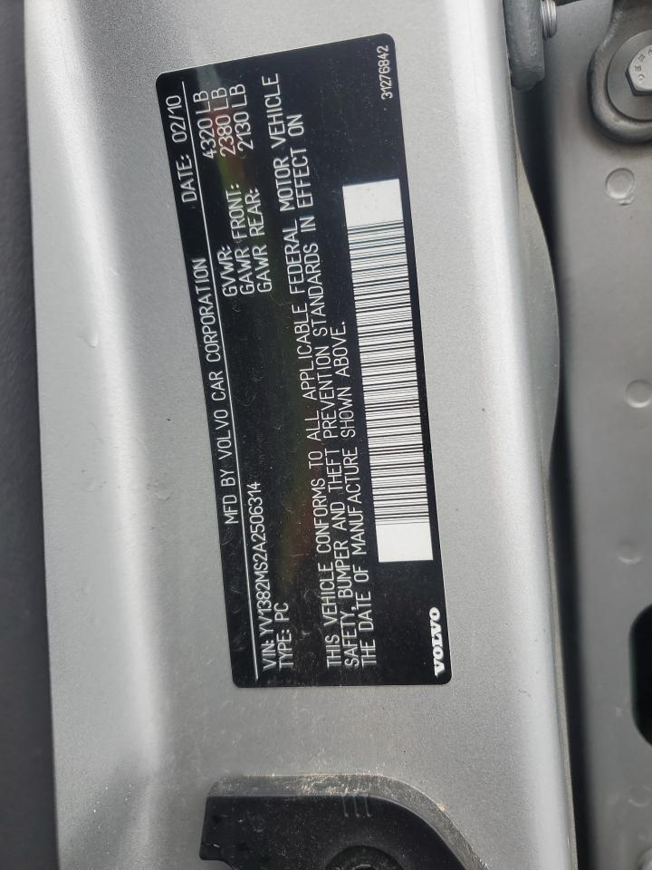 2010 Volvo S40 2.4I VIN: YV1382MS2A2506314 Lot: 91014315