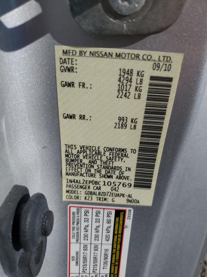 2011 Nissan Altima S VIN: 1N4AL2EP0BC105769 Lot: 91328425