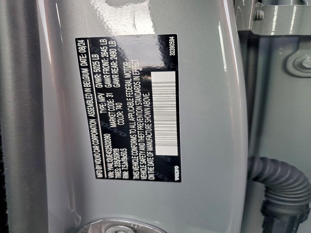 2025 Volvo Xc40 Plus VIN: YV4L12UE4S2502090 Lot: 92978845