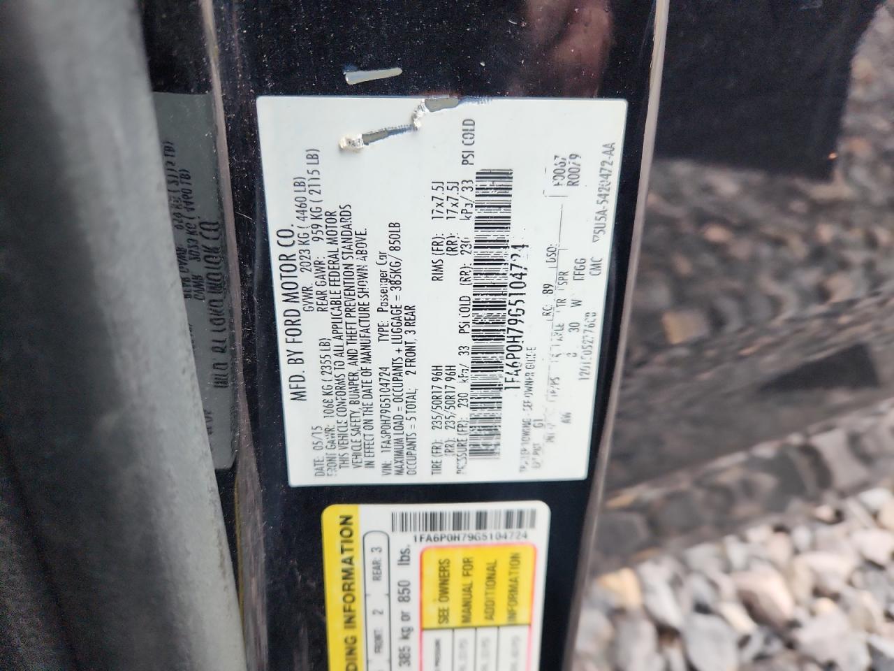 2016 Ford Fusion Se VIN: 1FA6P0H79G5104724 Lot: 93205375