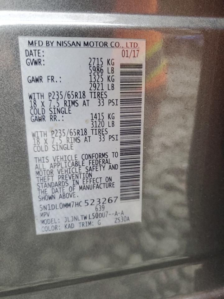 2017 Infiniti Qx60 VIN: 5N1DL0MM7HC523267 Lot: 91651495