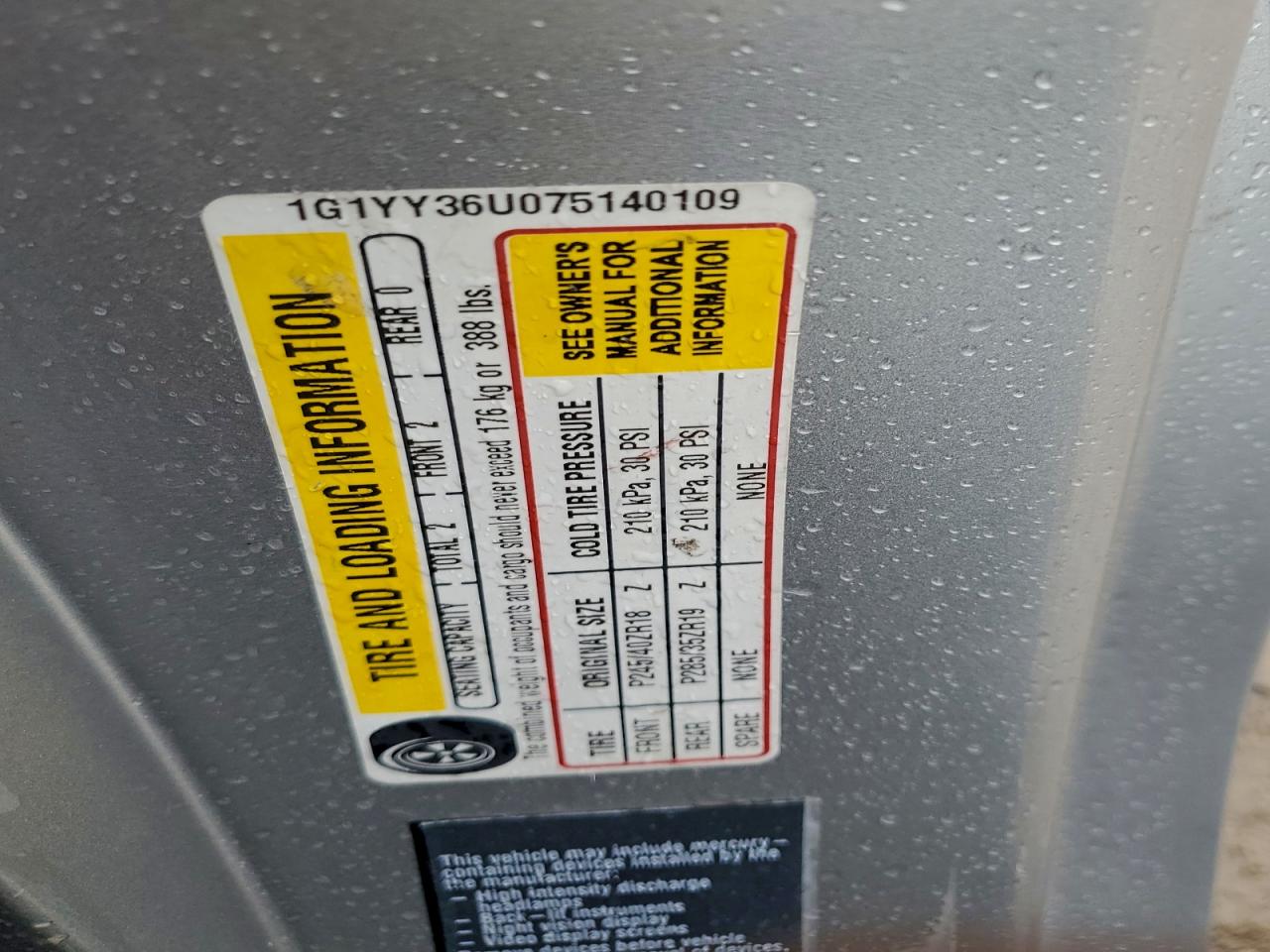 2007 Chevrolet Corvette VIN: 1G1YY36U075140109 Lot: 93715045